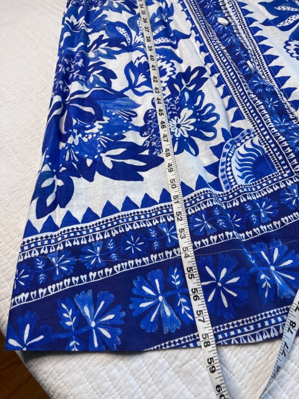 Farm Rio Flora Tapestry Off-White & Blue Maxi Dress SZ L Coastal Chic NWT - Picture 13 of 15